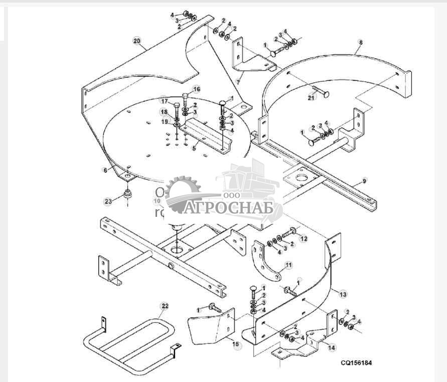 Щитки и рама соломоразбрасывателя 
